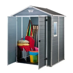Keter Manor Outdoor Apex Garden Storage Shed, 6 X 5 Feet - Grey 8 Keter Manor Outdoor Apex Garden Storage Shed, 6 X 5 Feet - Grey -Growhaus Zone 002 1400 1
