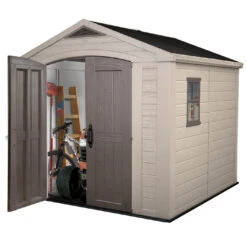 Keter Factor Outdoor Apex Garden Storage Shed 8 X 8 Feet - Beige -Growhaus Zone 002 1400 3