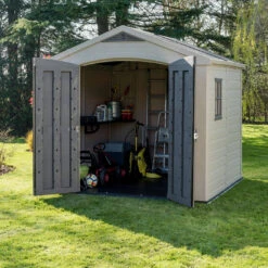 Keter Factor Outdoor Apex Garden Storage Shed 8 X 8 Feet - Beige -Growhaus Zone 003 1400