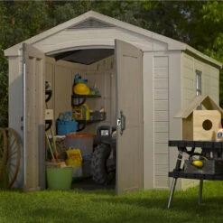 Keter Factor Outdoor Apex Garden Storage Shed 8 X 11 Feet - Beige -Growhaus Zone 011 1400