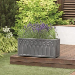 Stewart Versailles Trough Planter In Pewter - 70cm