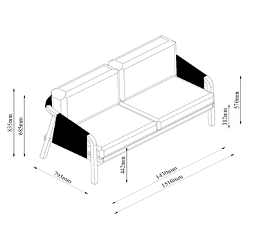 Kettler Cora Rope 2-Seater Garden Sofa 4 Kettler Cora Rope 2-Seater Garden Sofa - Image 2