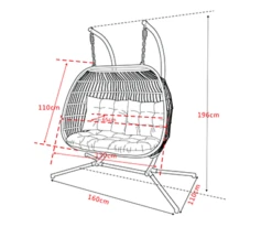 Eleanor Folding Double Hanging Egg Chair Cocoon In Grey 9 Eleanor Folding Double Hanging Egg Chair Cocoon In Grey -Growhaus Zone Eleanor Double