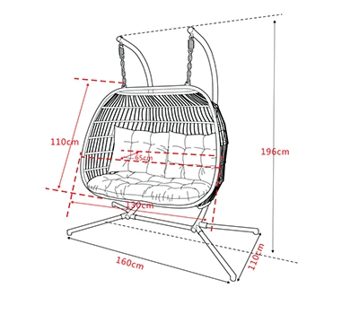 Eleanor Folding Double Hanging Egg Chair Cocoon In Grey 6 Eleanor Folding Double Hanging Egg Chair Cocoon In Grey - Image 4
