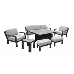 Hartman Apollo Adjustable Lounge Set In Carbon/Pewter