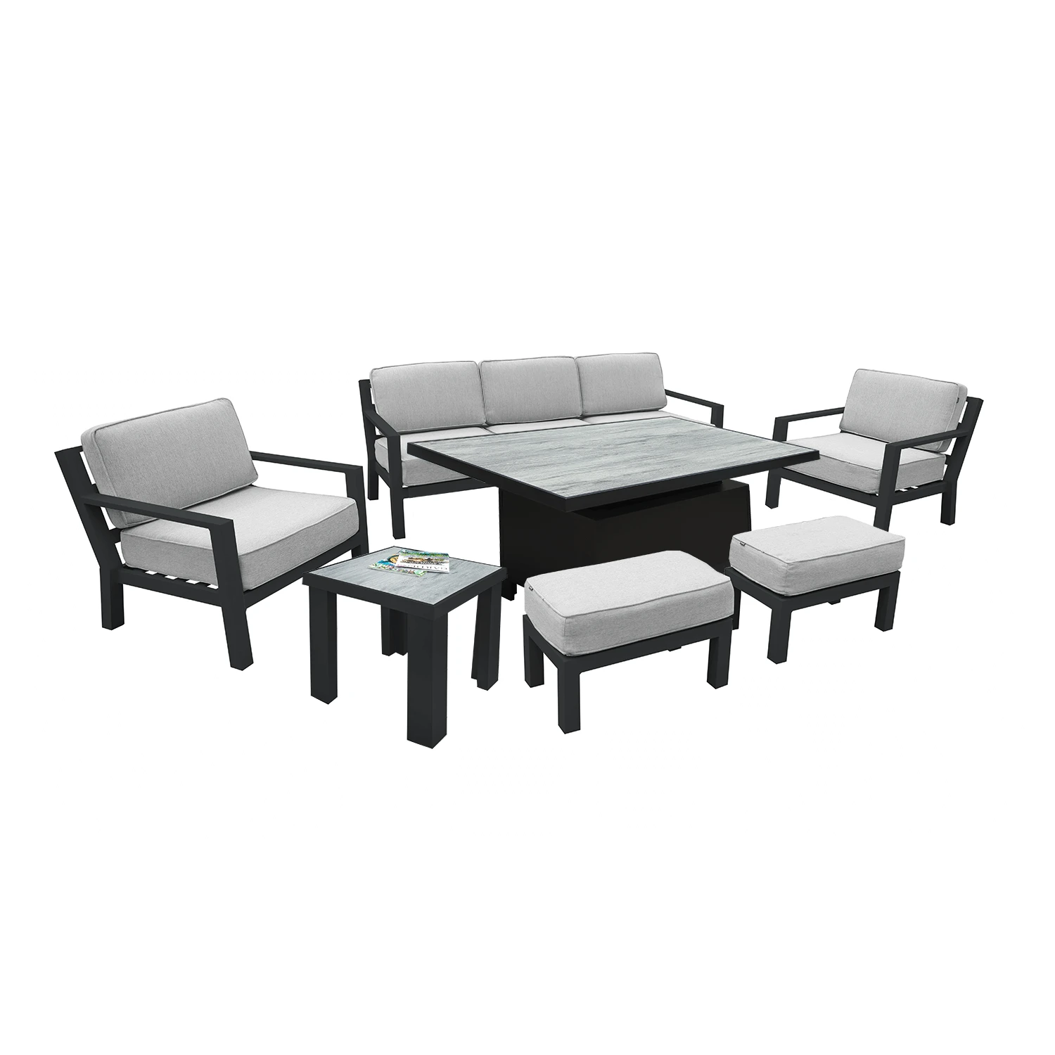 Hartman Apollo Adjustable Lounge Set In Carbon/Pewter 3 Hartman Apollo Adjustable Lounge Set In Carbon/Pewter