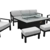 Hartman Apollo Lounge Set With Rectangular Fire Pit Table In Carbon/Pewter -Growhaus Zone L Apollo lounge fire pit set pewter silver birch
