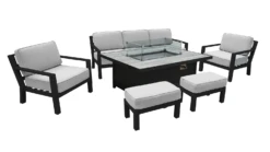 Hartman Apollo Lounge Set With Rectangular Fire Pit Table In Carbon/Pewter