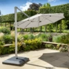 Hartman Caribbean Round Cantilever Parasol With Solar Powered Lights - Natural -Growhaus Zone L Hartman caribbean cantilever natural