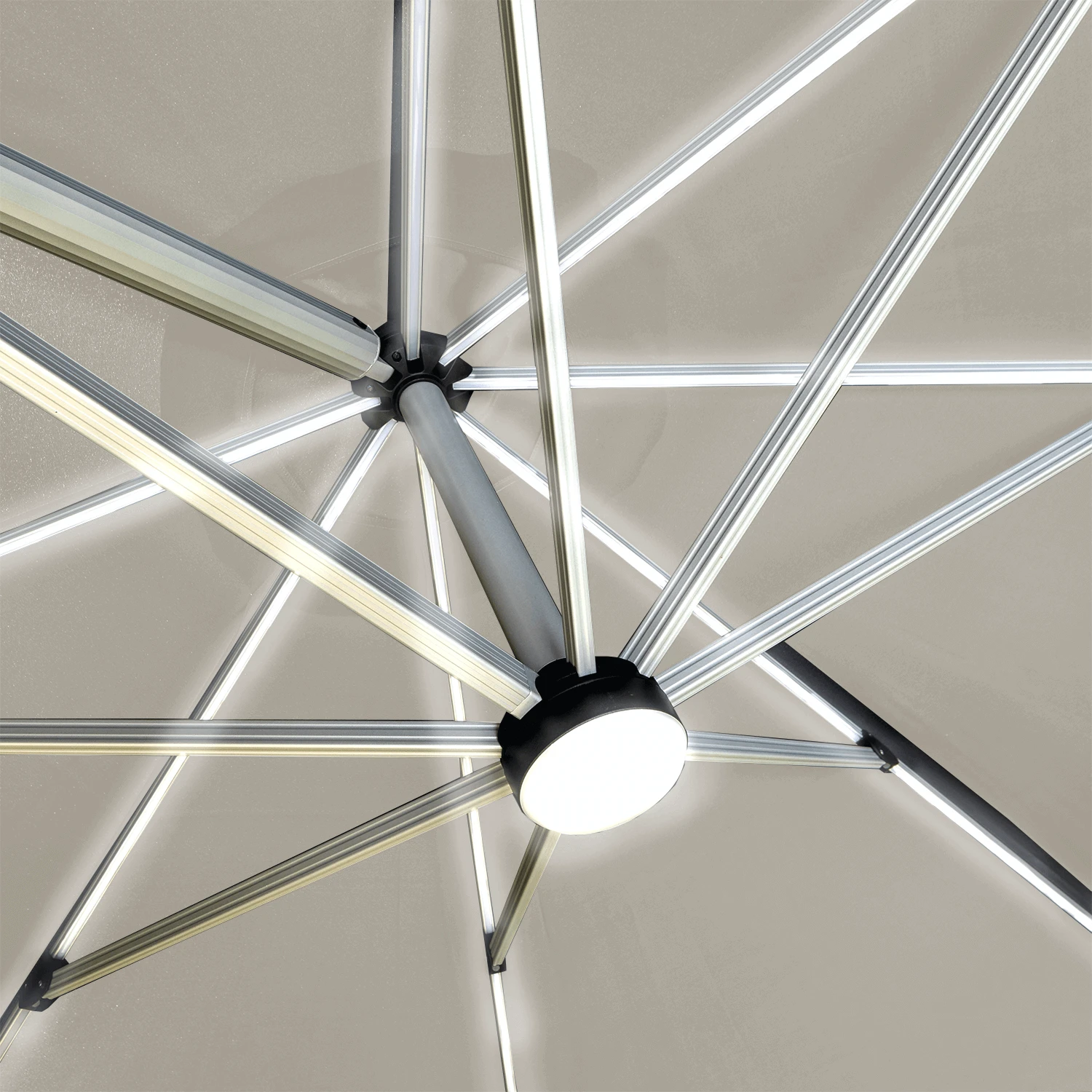 Hartman Caribbean Round Cantilever Parasol With Solar Powered Lights - Natural 4 Hartman Caribbean Round Cantilever Parasol With Solar Powered Lights - Natural - Image 2