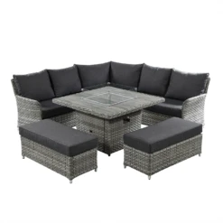 Hartman Heritage Grand Square Corner Sofa Set With Gas Fire Pit Table In Ash / Slate 10 Hartman Heritage Grand Square Corner Sofa Set With Gas Fire Pit Table In Ash / Slate -Growhaus Zone L Heritage grand square fire pit ash