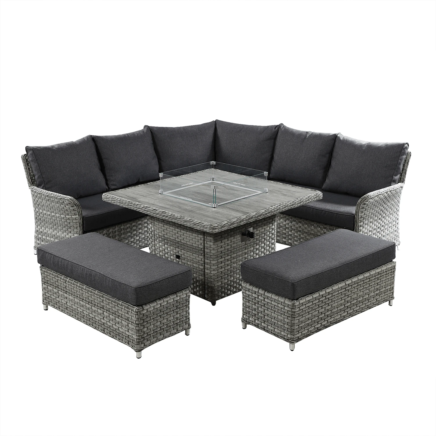Hartman Heritage Grand Square Corner Sofa Set With Gas Fire Pit Table In Ash / Slate 6 Hartman Heritage Grand Square Corner Sofa Set With Gas Fire Pit Table In Ash / Slate - Image 4