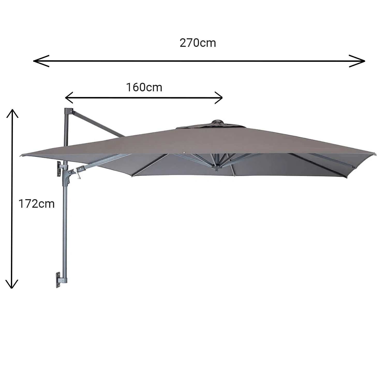 Kettler 2.5m Wall Mounted 2.5m Square Grey Frame / Taupe Canopy 5 Kettler 2.5m Wall Mounted 2.5m Square Grey Frame / Taupe Canopy - Image 3