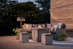 Kettler Palma Mini Corner Fire Pit Set In White Wash / Taupe