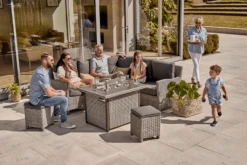 Kettler Palma Mini Corner Fire Pit Set In White Wash / Taupe -Growhaus Zone L Kettler Palma mini corner fite pit white wash lifestyle