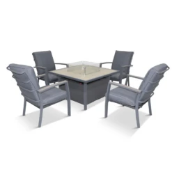 LG Monza Relaxer Set With Gas Firepit Table -Growhaus Zone L MNZ SET15