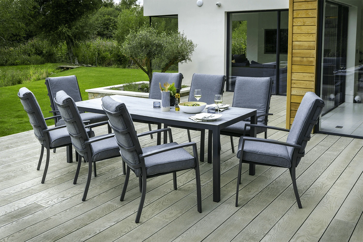 Hartman Vienna 8 Seat Rectangular Dining Set In Xerix / Slate 3 Hartman Vienna 8 Seat Rectangular Dining Set In Xerix / Slate