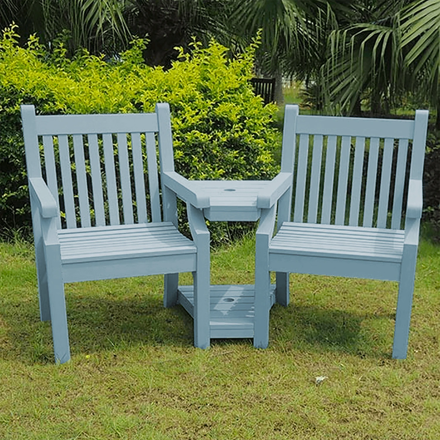 Sandwick Winawood 2 Seater Wood Effect Love Seat - Blue 3 Sandwick Winawood 2 Seater Wood Effect Love Seat - Blue