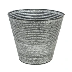 Ribbed Galvanised Planter Large