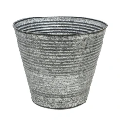 Ribbed Galvanised Planter Small