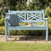 Winawood Speyside 2 Seater Wood Effect Garden Bench In Blue -Growhaus Zone L winawood speyside 2 seat powder blue