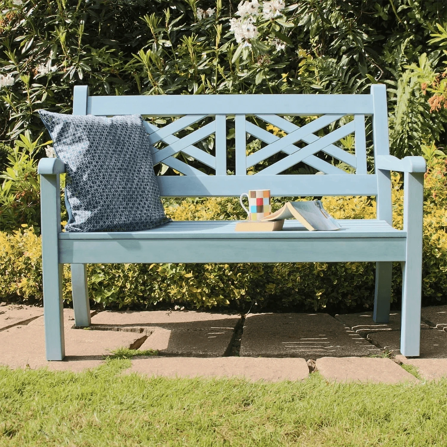 Winawood Speyside 2 Seater Wood Effect Garden Bench In Blue 3 Winawood Speyside 2 Seater Wood Effect Garden Bench In Blue