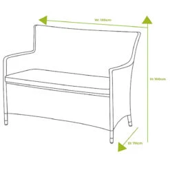 Hartman Heritage 2 Seater High Back Bench With Cushion In Ash / Slate -Growhaus Zone L1 Hartman heritage high back 2 seat bench size