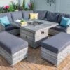 Hartman Heritage Grand Square Corner Sofa Set With Gas Fire Pit Table In Ash / Slate -Growhaus Zone L1 hartman heritage grand square corner sofa set gas firepit table ash