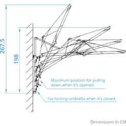 Kettler 2.5m Wall Mounted 2.5m Square Grey Frame / Taupe Canopy 11 Kettler 2.5m Wall Mounted 2.5m Square Grey Frame / Taupe Canopy -Growhaus Zone PF25 dimensions 2 giant