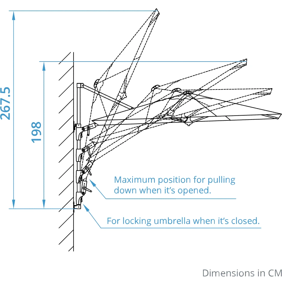 Kettler 2.5m Wall Mounted 2.5m Square Grey Frame / Taupe Canopy 7 Kettler 2.5m Wall Mounted 2.5m Square Grey Frame / Taupe Canopy - Image 5