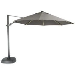 Kettler 3.5m Free Arm Parasol With LEDs And Wireless Speaker In Grey