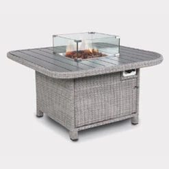 Kettler Palma Grande Fire Pit Corner Sofa Set In White Wash / Taupe -Growhaus Zone Palma Grande Fire Pit Table with fire ww1400