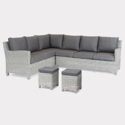 Kettler Palma Right Hand Corner Sofa With Fire Pit - Whitewash -Growhaus Zone Palma20RH20No20Table1400