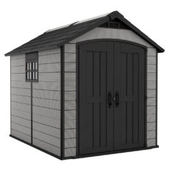 Keter Premier 759 Outdoor Apex Garden Storage Shed 7.5 X 9 Feet- Grey