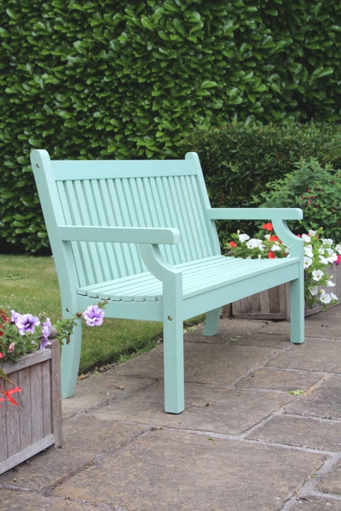 Sandwick Winawood 2 Seater Wood Effect Garden Bench - Duck Egg Green 5 Sandwick Winawood 2 Seater Wood Effect Garden Bench - Duck Egg Green - Image 3