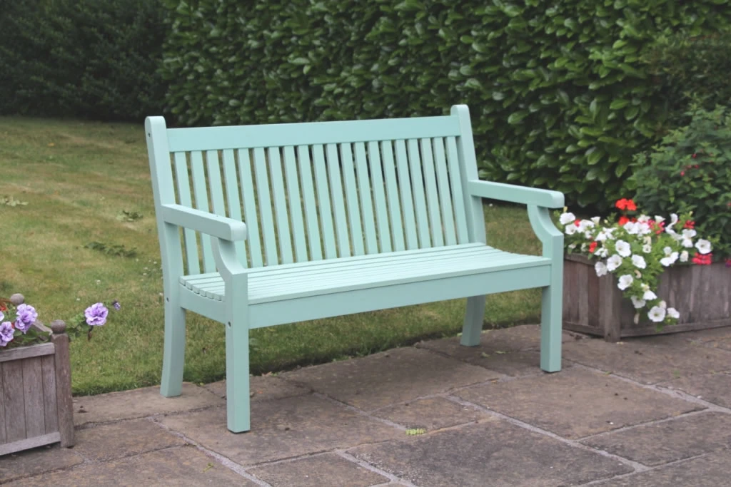 Sandwick Winawood 2 Seater Wood Effect Garden Bench - Duck Egg Green 3 Sandwick Winawood 2 Seater Wood Effect Garden Bench - Duck Egg Green