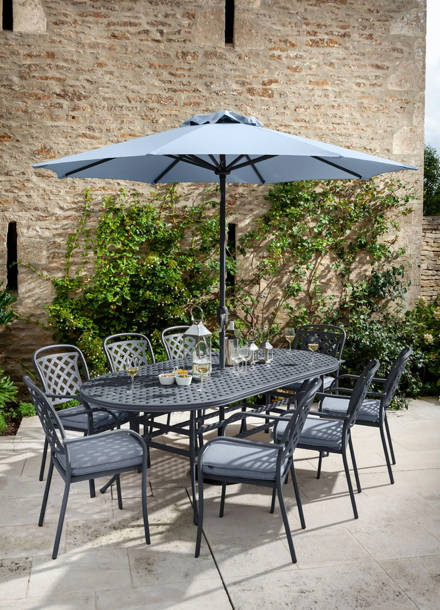 Hartman Berkeley 6 Seat Oval Dining Set In Antique Grey / Platinum 3 Hartman Berkeley 6 Seat Oval Dining Set In Antique Grey / Platinum