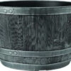 Blenheim Black Oak & Pewter Effect Half Barrel Planter - 61cm -Growhaus Zone blenheim half barrel pewter