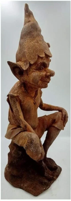 Pixie Perching On A Stone Garden Ornament - Cold Cast Iron -Growhaus Zone l 51TZcreT39L. AC SL1020 1