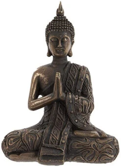 Mystic Thai Style Cold Cast Bronze Buddha In Lotus Position - 19cm Tall