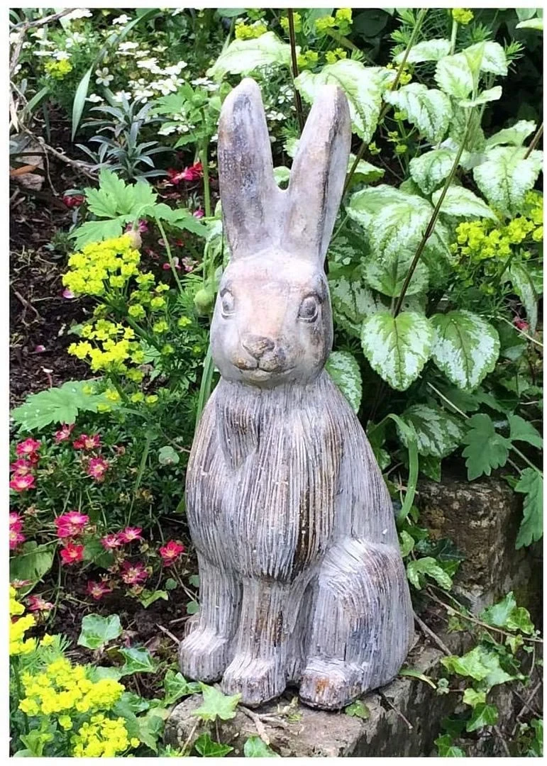 Medium Hare Garden Sculpture - Stone Effect 3 Medium Hare Garden Sculpture - Stone Effect