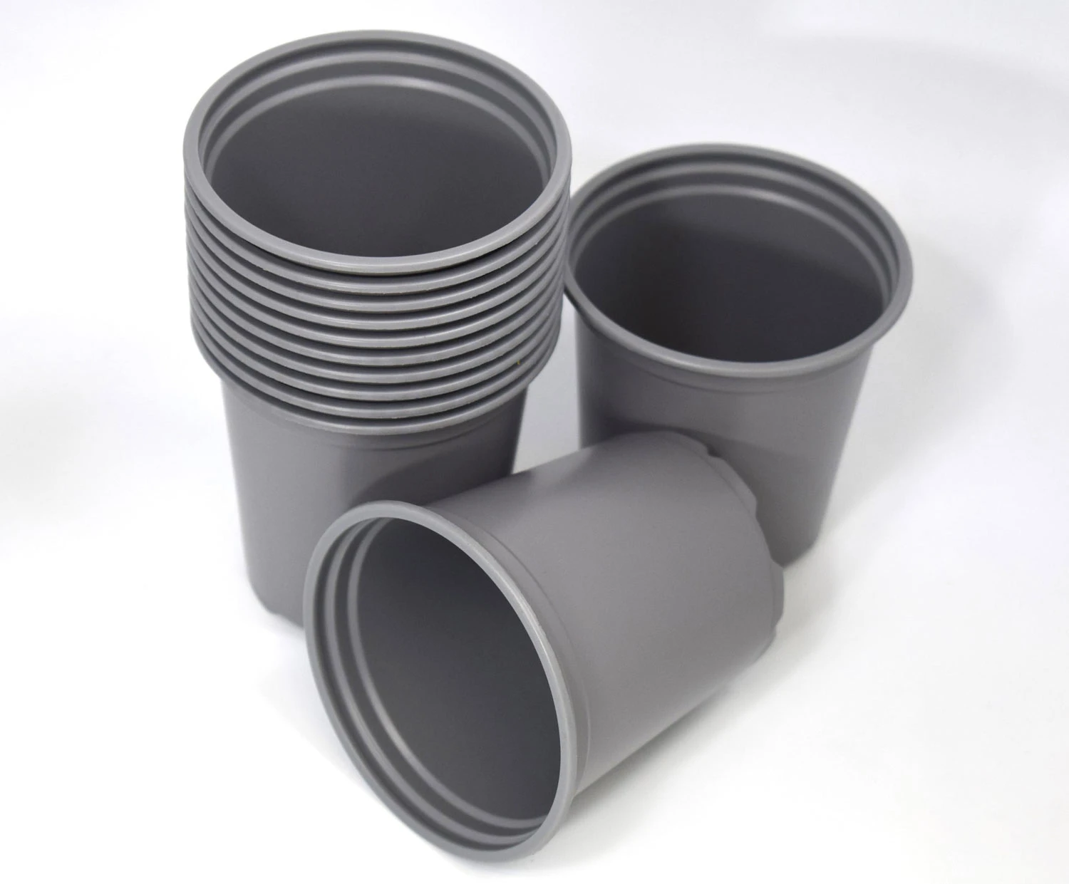 Nutley's 9cm Round Plastic Plant Pots - Grey 3 Nutley's 9cm Round Plastic Plant Pots - Grey