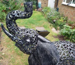 Standing Filigree Metal Elephant Sculpture Garden Ornament - 1.2m (4ft) -Growhaus Zone l AN181 4
