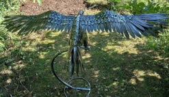 Gliding Eagle Metal Bird Sculpture On Stand 10 Gliding Eagle Metal Bird Sculpture On Stand -Growhaus Zone l AN51 4