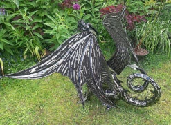 Mystical Dragon Garden Sculpture In Platework Metal - 56cm Tall -Growhaus Zone l BA02 3