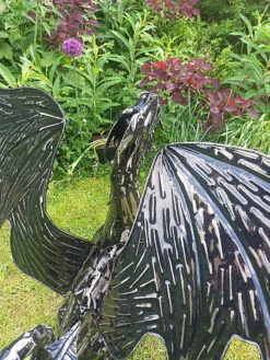 Mystical Dragon Garden Sculpture In Platework Metal - 56cm Tall -Growhaus Zone l BA02 4