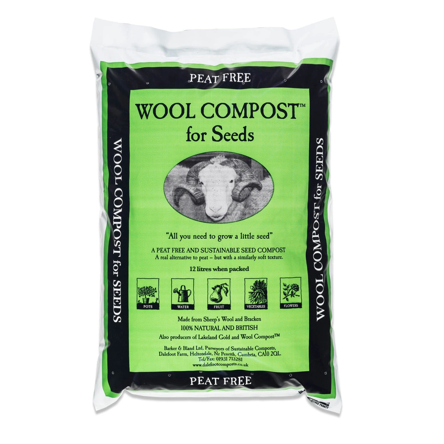 3 X 12L Dalefoot Peat Free Fine Wool Seed Compost 3 3 X 12L Dalefoot Peat Free Fine Wool Seed Compost
