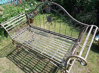 Ornate Verdigris Metal Garden Bench, 93cm X 107cm 6 Ornate Verdigris Metal Garden Bench, 93cm X 107cm - Image 4