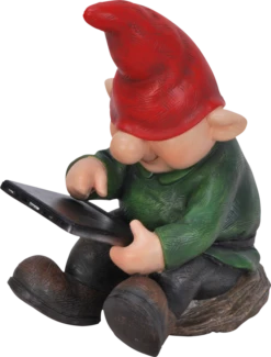 Playful Gnome Son With Leafpad - Resin Garden Ornament