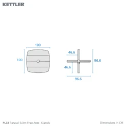 Kettler 3.3m Free Arm Grey Frame / Grey Taupe Canopy Parasol (with LED Lights And Wireless Speaker) 10 Kettler 3.3m Free Arm Grey Frame / Grey Taupe Canopy Parasol (with LED Lights And Wireless Speaker) -Growhaus Zone l Kettler freearm 2